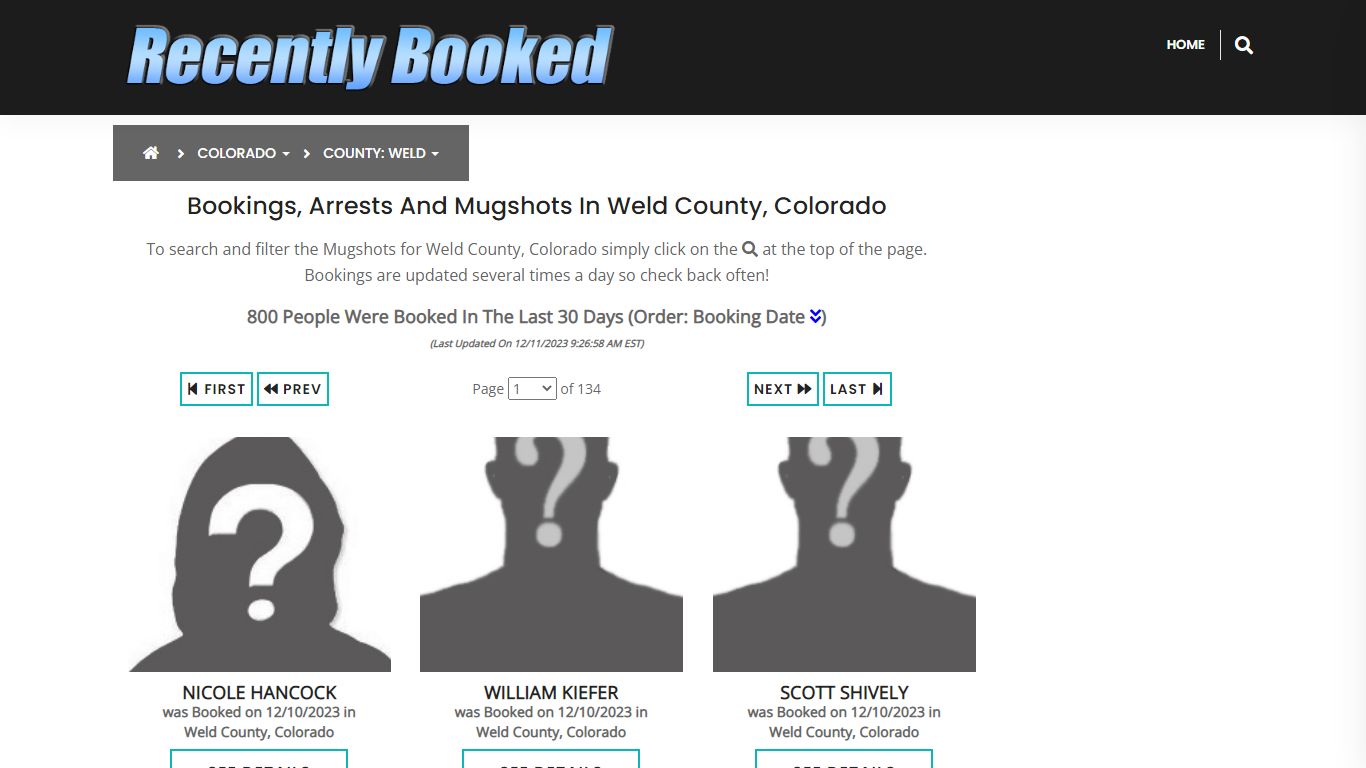 Recent bookings, Arrests, Mugshots in Weld County, Colorado